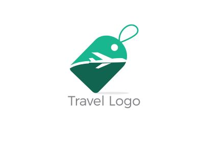 Travel logo design. Airplane in tag vector illustration. World tour and tourism symbol.
