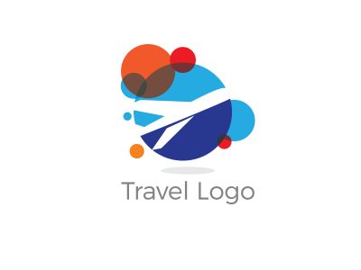 Travel logo design. Airplane in globe vector illustration. World tour and tourism symbol.