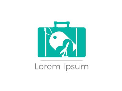 Travel logo design. Airplane in bag vector illustration. World tour and tourism symbol.
