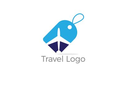 Travel logo design. Airplane in tag vector illustration. World tour and tourism symbol.