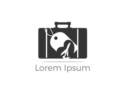 Travel logo design. Airplane in bag vector illustration. World tour and tourism symbol.