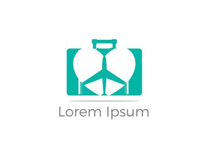 Travel logo design. Airplane in bag vector illustration. World tour and tourism symbol.