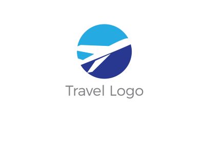 Travel logo design. Airplane in globe vector illustration. World tour and tourism symbol.