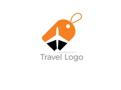 Travel logo design. Airplane in tag vector illustration. World tour and tourism symbol.