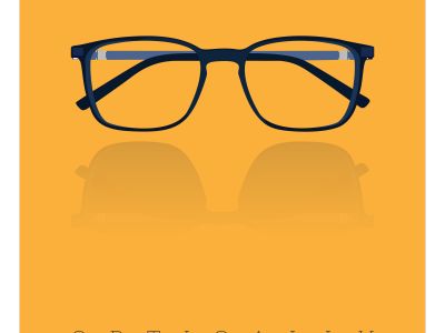 Vector illustration of a glasses icon in flat style.