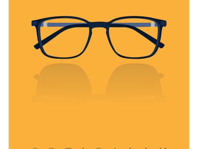 Vector illustration of a glasses icon in flat style.