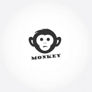 Monkey in shield logo design, monkey vector icon, animal illustration	