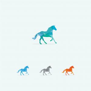 horse vector logo design, colorful, riding, animal, wild, nature illustration