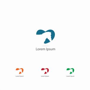 Pet care logo, horse  in heart vector icon, horse safety and security, animal lover illustration.	