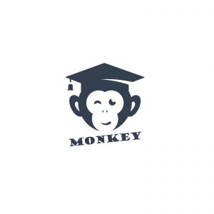 Monkey logo design, monkey vector icon, animal illustration	