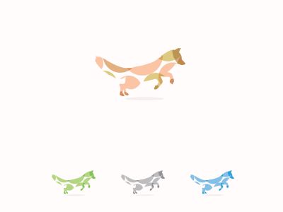 colorful fox illustration, running, wild, nature, speed, jump vector logo design	