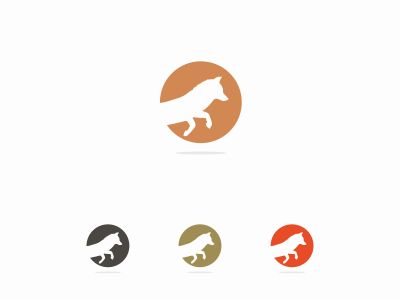 colorful fox illustration, running, wild, nature, speed, jump vector logo design