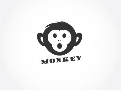Monkey in circle logo design, monkey vector icon, animal illustration	
