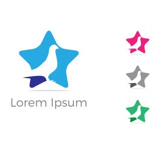 colorful pigeon vector logo design, heart, peace, friendly illustration	