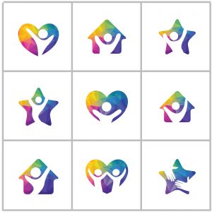 Animal hospital vector logo design, horse, dog in medical cross mark, pet clinic illustration.