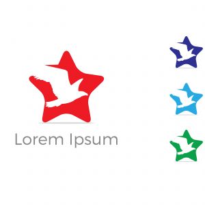bird logo,star , fly, love, care illustration	