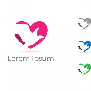 eagle Hummingbird Logo In Heart Shape, Animal, bird Logo Design