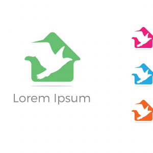 colorful bird vector logo design, house, nature, peace illustration