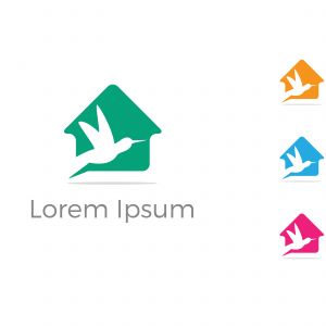 	 colorful bird vector logo design, house, nature, peace illustration	