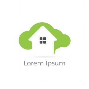 Cloud home vector logo, Creative studio, software house illustration, real estate icon.	