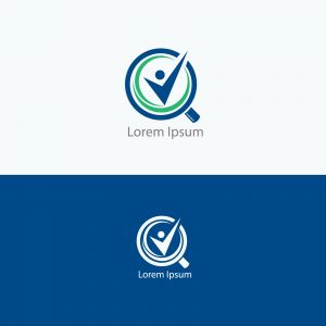 Job search icon with magnifying glass, Choose people for hire symbol. Job or employee logo, Recruitment agency vector illustration.