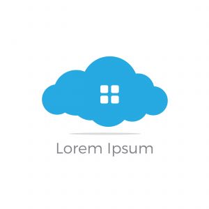 Cloud home vector logo, Creative studio, software house illustration, real estate icon.	