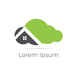 Cloud home vector logo, Creative studio, software house illustration, real estate icon