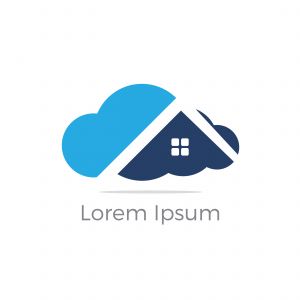 Cloud home vector logo, Creative studio, software house illustration, real estate icon.	