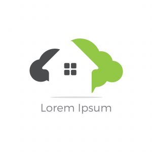 Cloud home vector logo, Creative studio, software house illustration, real estate icon.	
