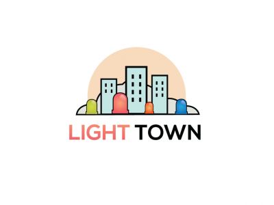 Light town vector illustration, city construction logo design.