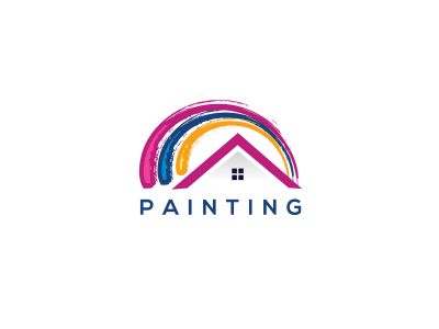 Paint home sign icon. Painting tool symbol. rainbow color home illustration.