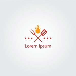 Barbecue party icon logo design, bbq grill vector, restaurant fast food illustration.	