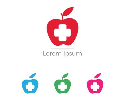 Low poly Restaurant Logo, baby food, health care and organic Food Industry, takeaway vector icon, spoons in apple baking. herbal diet food heart illustration.