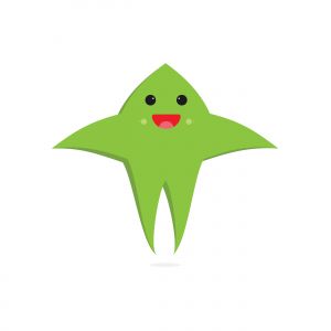 Cute green cartoon vector flat design on white background.