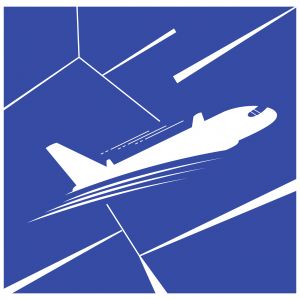 Airplane vector illustration, travel logo design. Passenger plane icon.