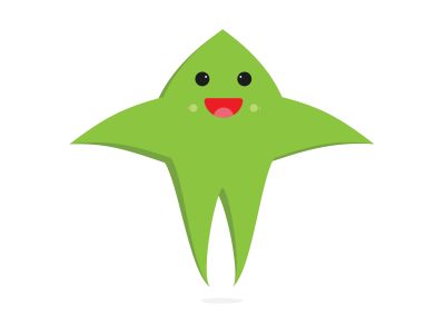 Cute green cartoon vector flat design on white background.
