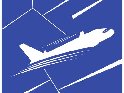 Airplane vector illustration, travel logo design. Passenger plane icon.