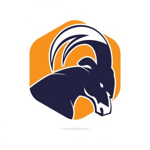 Goat Simple Logo Template Design. Mountain goat vector logo design.	