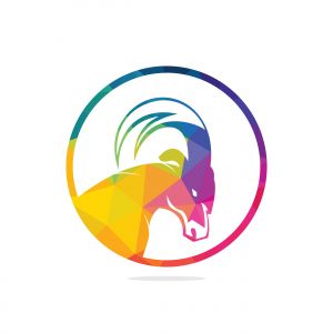 Goat Simple Logo Template Design. Mountain goat vector logo design.	