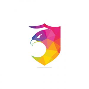 Eagle with shield logo design. Creative and modern eagle bird logo vector.	