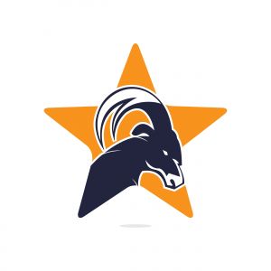 Goat And Star Logo Template Design. Mountain goat vector logo design.	