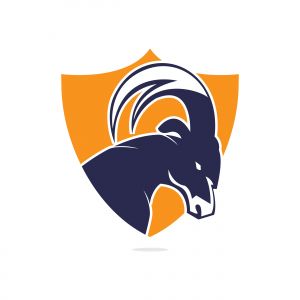 Goat Simple Logo Template Design. Mountain goat vector logo design.	