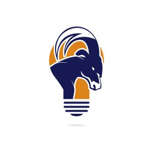 Goat light bulb logo design. Creative idea concept design.	