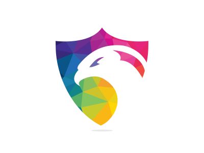Eagle with shield logo design. Creative and modern eagle bird logo vector.	