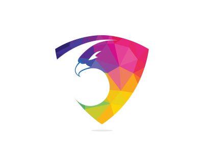 Eagle with shield logo design. Creative and modern eagle bird logo vector.	