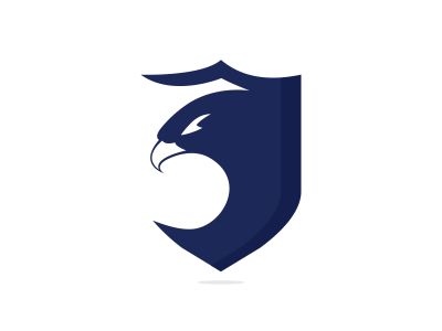Eagle with shield logo design. Creative and modern eagle bird logo vector.	