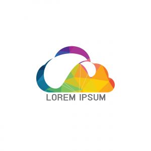 Parachute and cloud logo design. Delivery air balloon symbol. Business corporate vector icon.	