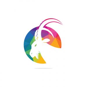 Goat Simple Logo Template Design. Mountain goat vector logo design.	