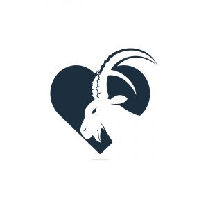Goat And Heart Logo Template Design. Mountain goat vector logo design.	