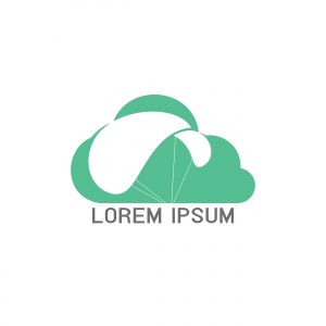 Parachute and cloud logo design. Delivery air balloon symbol. Business corporate vector icon.	